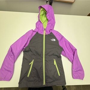 The North Face Girls Small 7-8 DryVent Hooded Windbreaker Jacket Purple Grey